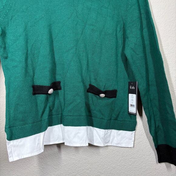 Karl Lagerfeld Medium Layered Look Sweater Veridian Green Long Sleeves - Picture 8 of 10